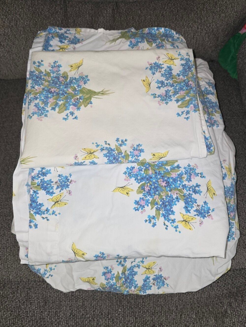 Vermont Country Store Wildflower Butterfly Cotton Sheets Set Twin